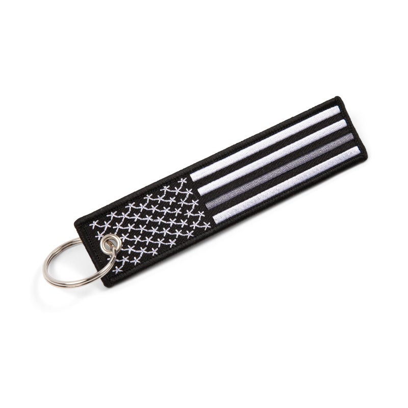 Great 1 Thin Grey-Gray Line American Flag Keychain Tag with Key Ring & Carabiner 2-Pack - Correctional Officer - Image 2